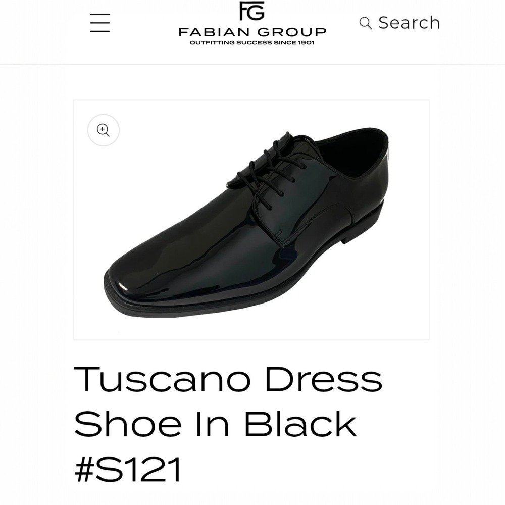 Fabian Group Tuscano Black Patent Leather Dress Shoes Mens 10M S121 Tuxedo Derby - Picture 3 of 12